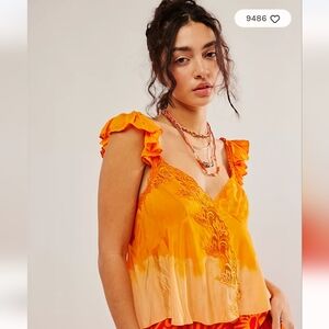 Free People Harmony Lace Tank Top in Sunrise size small BNWT